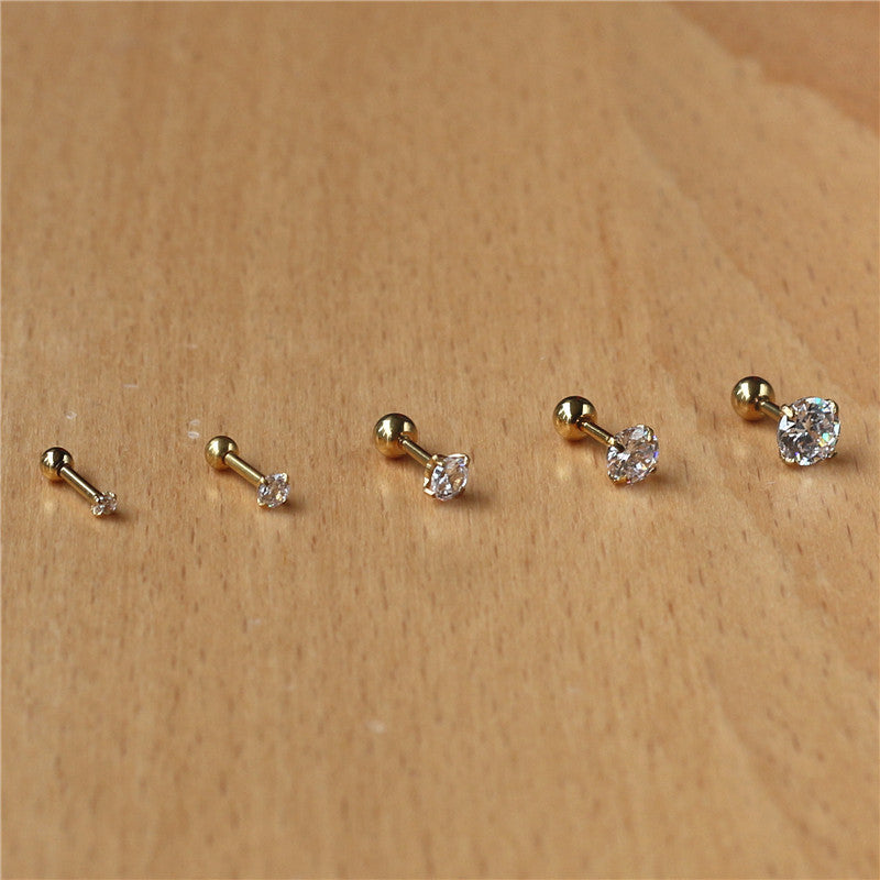 Stainless Steel Screw-back Zircon